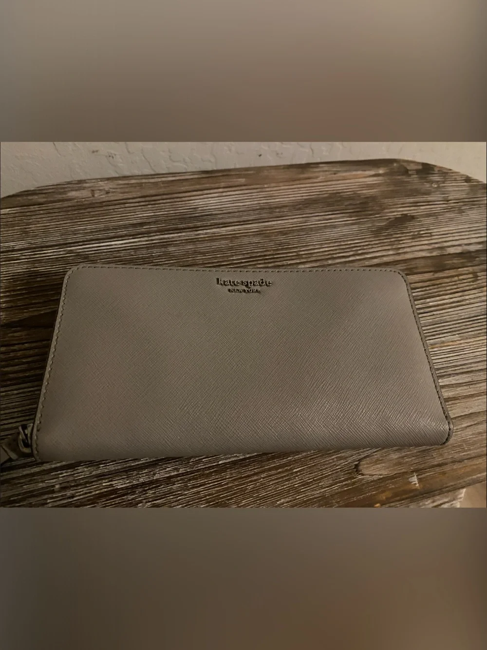 kate spade Gray Saffiano Zip-Around Wallet